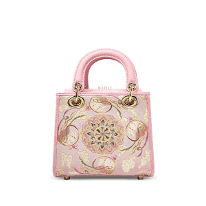 Song Brocade Powder Pink Crossbody Handbag Lotus & Lucky Rabbit Pattern - SinoCultural -- P12065302-1