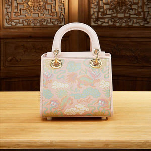 Song Brocade Retro Crossbody Handbag Lion Playing with Ball Pattern - SinoCultural -- P12065302-2