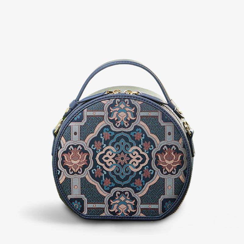 Song Brocade Silk Vintage Round Bag - SinoCultural -- P12065502DB