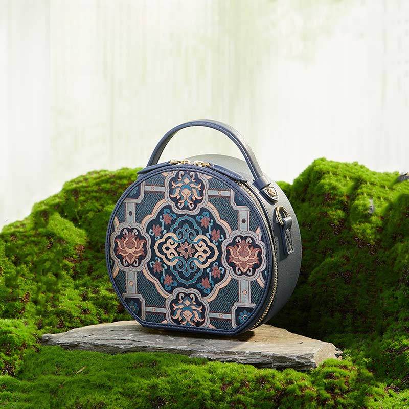 Song Brocade Silk Vintage Round Bag - SinoCultural -- P12065502DB