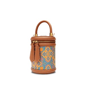 Song Brocade Vintage Bucket Bag Crossbody Bag Four Harmonies and Ruyi Pattern - SinoCultural -- P110179