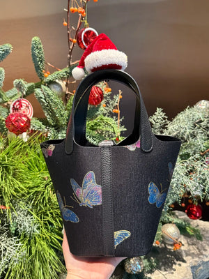 Spring Butterflies Song Brocade Basket Bag | Mulberry Silk Chinese Handbag-brocademodern