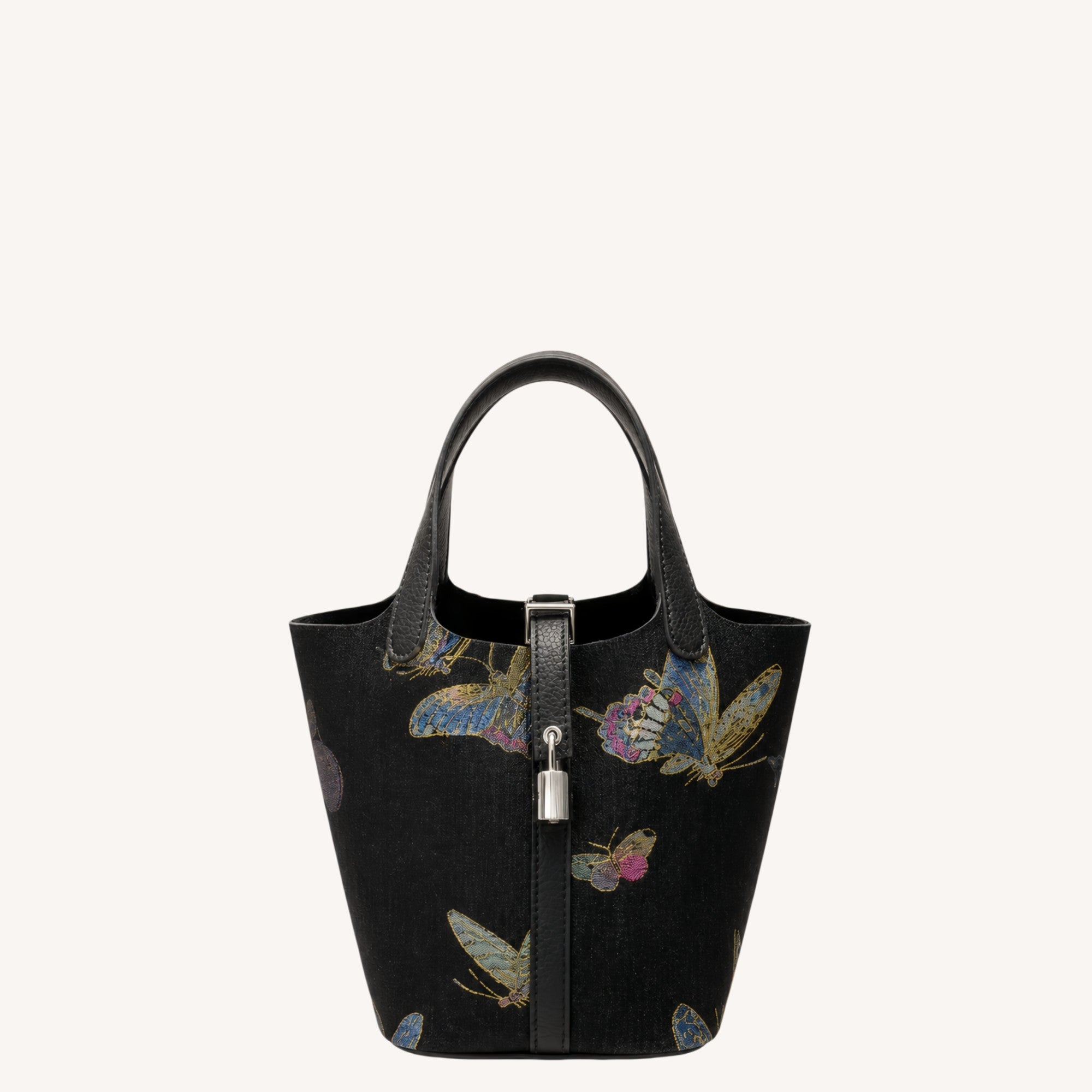 Spring Butterflies Song Brocade Basket Bag | Mulberry Silk Chinese Handbag-brocademodern