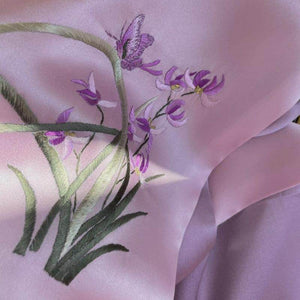Hand Embroidered Suzhou 16 Momme Silk Scarf Luxury 155x35cm - SinoCultural -- HYFSJ025A01