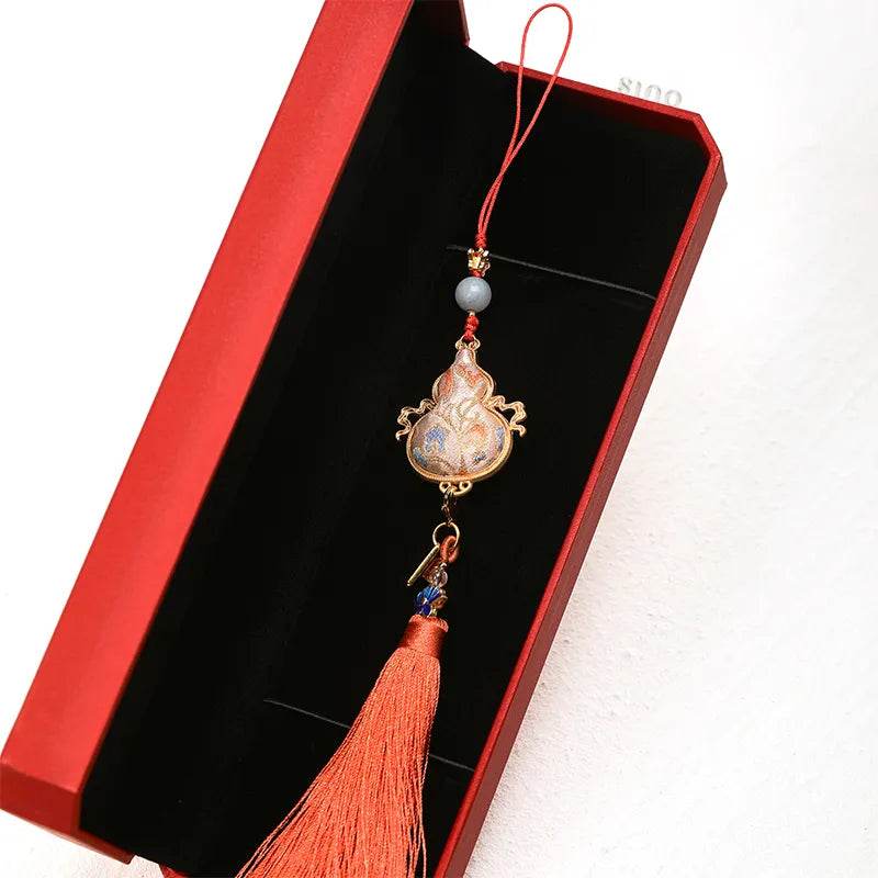 Chinese Feng Shui Handbag Tassel Charm - Handcrafted Good Luck Pendant - SinoCultural -- PL310049