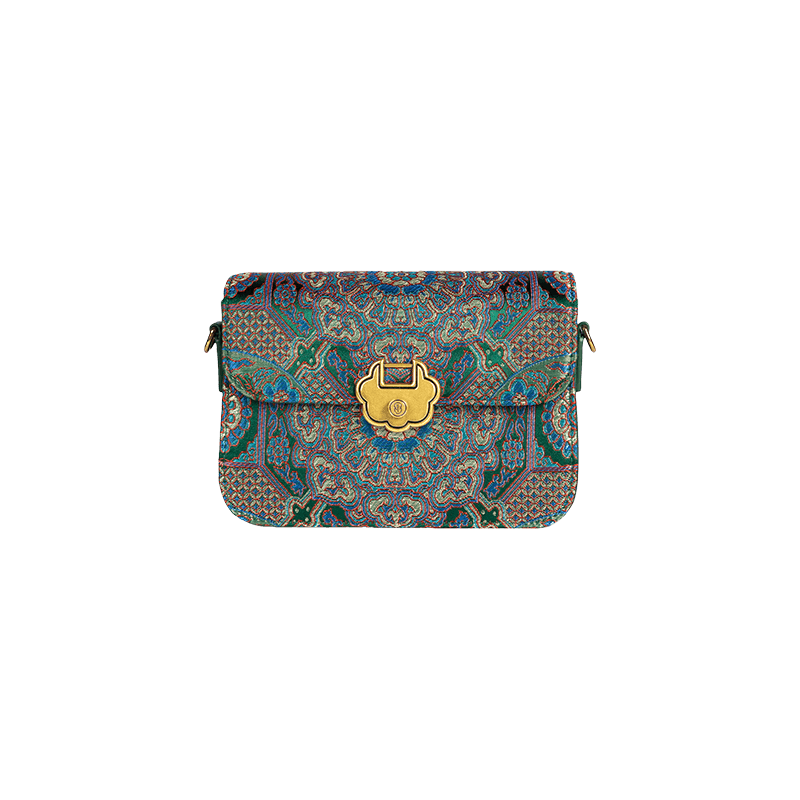 Song Brocade Leather Luxurious Clutch Handbag - SinoCultural -- W2144-1