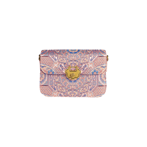 Song Brocade Leather Luxurious Powder Pink Clutch Handbag - SinoCultural -- W2144-2