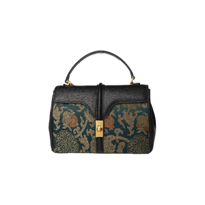 Sinocultural Handmade Song Brocade Chinoiserie Leather Bag Clutch Bag - SinoCultural -- W3085-2