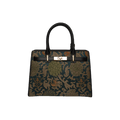 Handmade Song Brocade Chinoiserie Leather Kelly Bag Twining Flowers - SinoCultural -- W4188-1