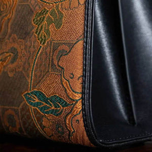 Handmade Song Brocade Chinoiserie Vintage Brown Kelly Bag - SinoCultural -- W4188-3