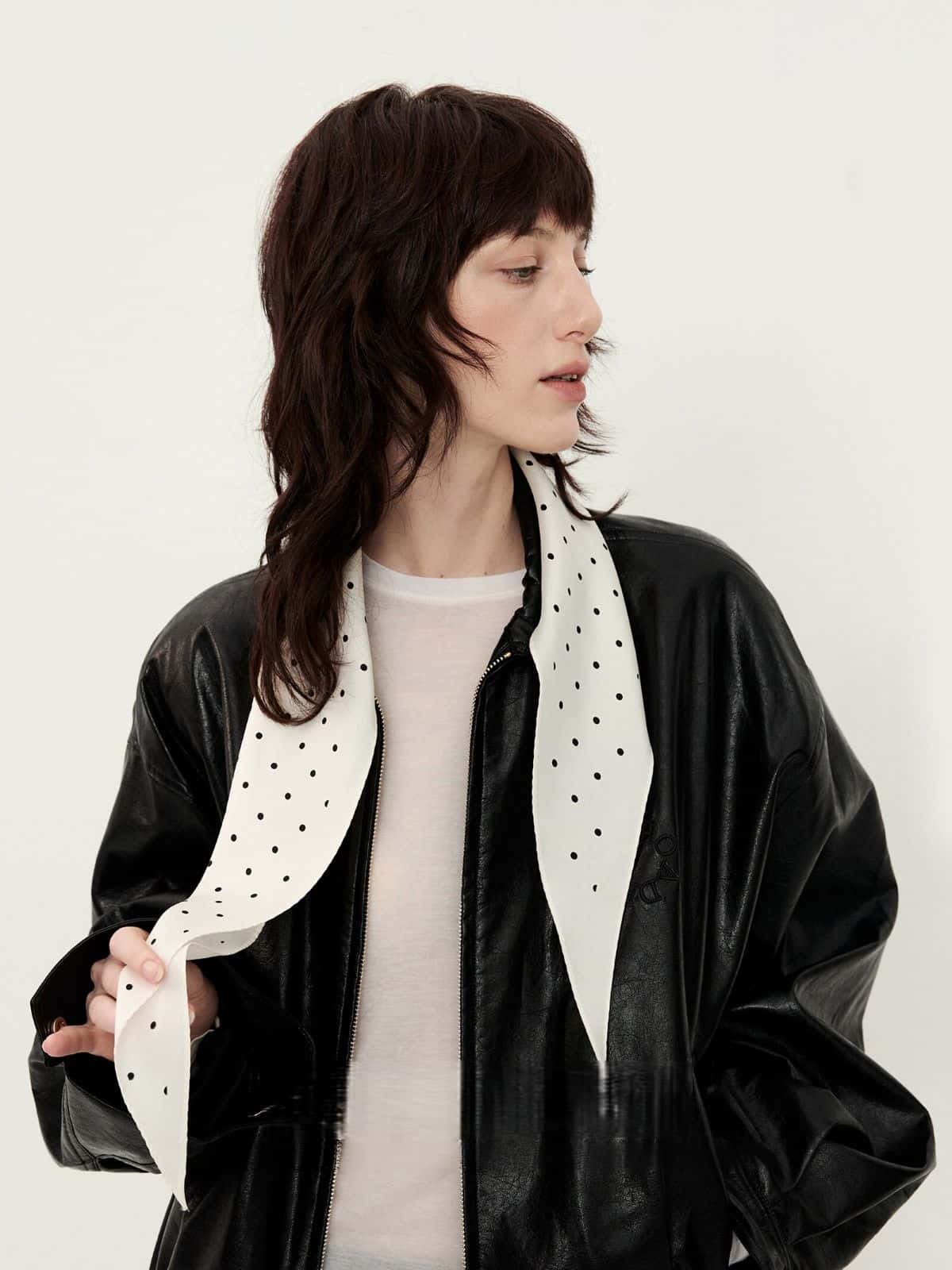 Mulberry silk scarf styled as wearable art with graceful drape and Chinese-inspired detail image 4