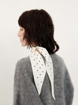 Mulberry silk scarf styled as wearable art with graceful drape and Chinese-inspired detail for 100 Mulberry Silk Neck styling