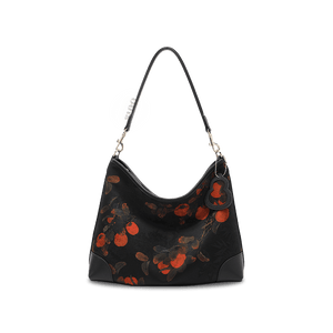 Xiangyunsha Silk Leather Printed Persimmon Shoulder Bag - SinoCultural -- YS220679