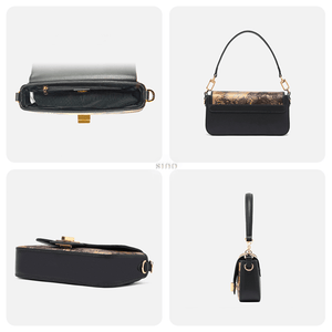 Xiangyunsha Silk Vintage Crane Print Shoulder Bag - SinoCultural -- YS120648