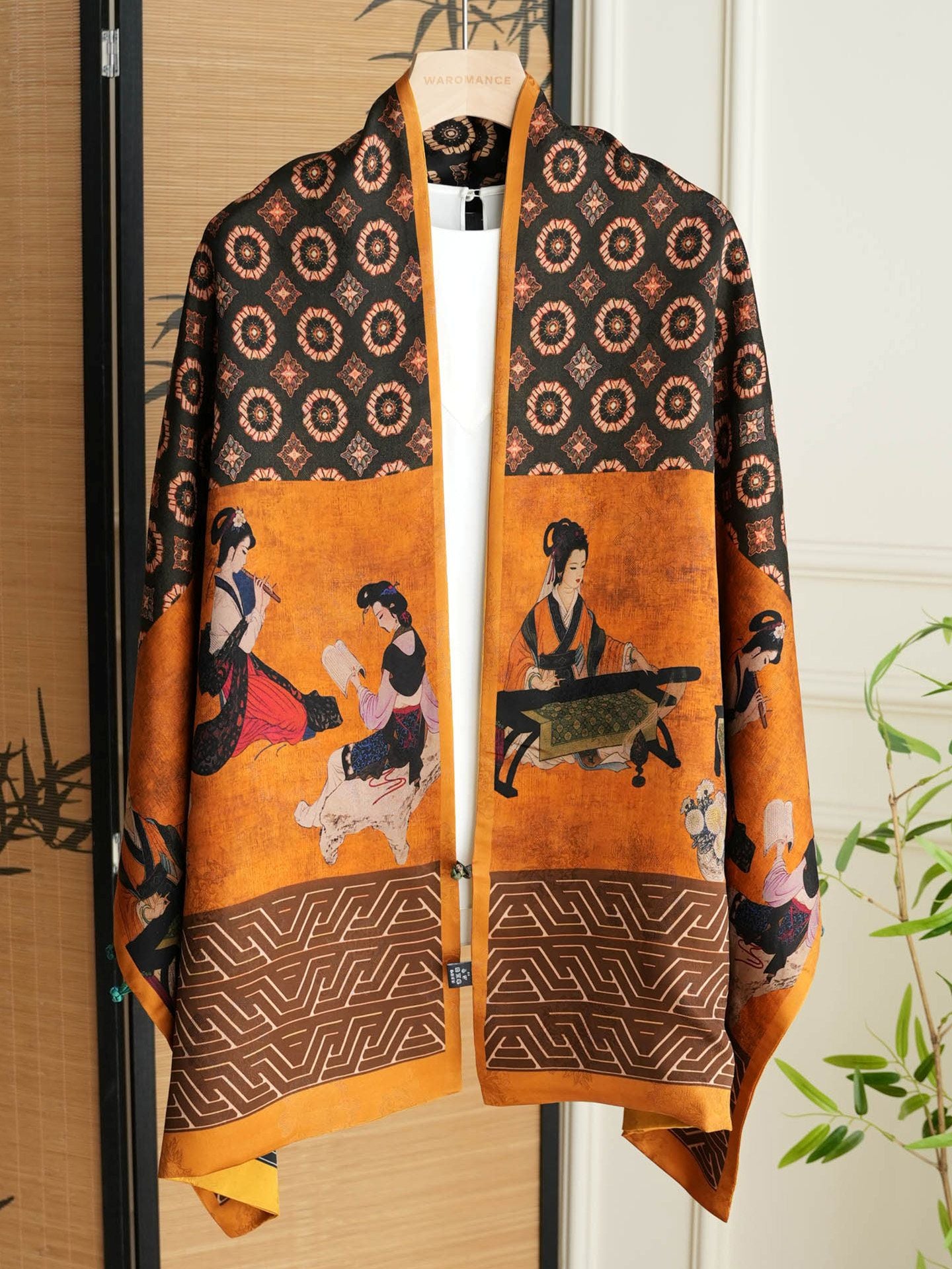 Xiangyunsha Reversible Silk Shawl – Two-Design Mulberry Silk Scarf (180×50cm)