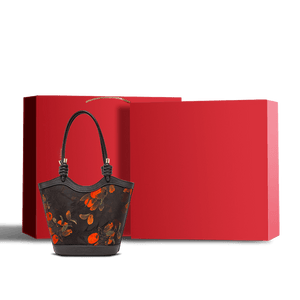 Xiangyunsha Silk Leather Printed Persimmon Shoulder Bag - SinoCultural -- YS120763