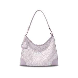 Zhuang Brocade Leather Shoulder Bag Tote Bag Romantic Purple - SinoCultural -- FJ220679