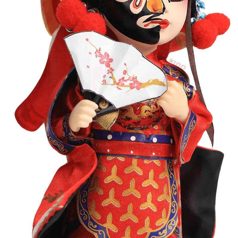 6-Inch Vintage Chinese Dolls - Handcrafted Sichuan Opera Face-Changing Red Art - SinoCultural -- QQ0665