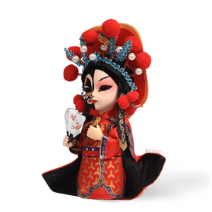 6-Inch Vintage Chinese Dolls - Handcrafted Sichuan Opera Face-Changing Red Art - SinoCultural -- QQ0665