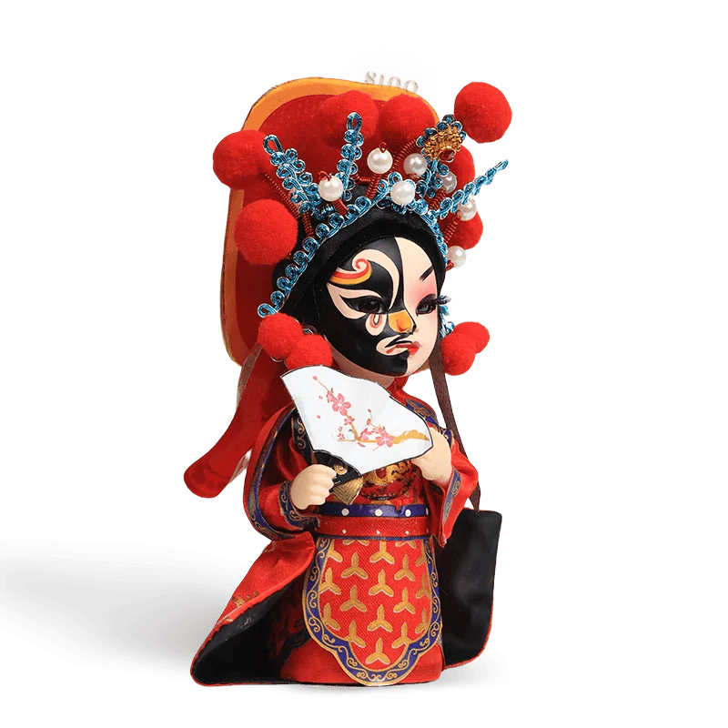 6-Inch Vintage Chinese Dolls - Handcrafted Sichuan Opera Face-Changing Red Art - SinoCultural -- QQ0665