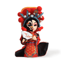 6-Inch Vintage Chinese Dolls - Handcrafted Sichuan Opera Face-Changing Red Art - SinoCultural -- QQ0665