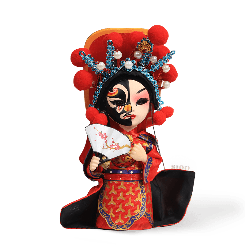 6-Inch Vintage Chinese Dolls - Handcrafted Sichuan Opera Face-Changing Red Art - SinoCultural -- QQ0665
