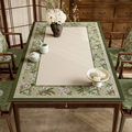 Chinoiserie luxury wash-free emerald green floral leather table mat.