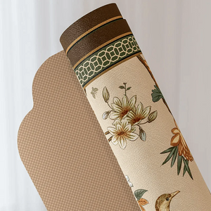 Chinoiserie Tea Table Runner Vintage Leather Mountain Hydrangea Mat - SinoCultural -- TM062C2550