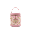 Song Brocade Powder Pink Bucket Bag Lotus & Lucky Rabbit Pattern - SinoCultural -- P12065102