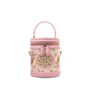 Song Brocade Powder Pink Bucket Bag Lotus & Lucky Rabbit Pattern - SinoCultural -- P12065102