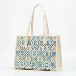 Zhuang Brocade Handicraft Large-Capacity Commuter Tote Bag - SinoCultural -- FJ120765-2