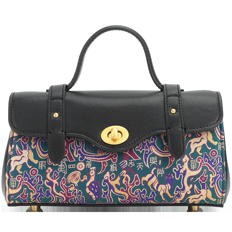 Zhang Hecai Five-Star Rising  New Chinese Style Women's Bag  Leather Fashion Pillow Baguette Bag