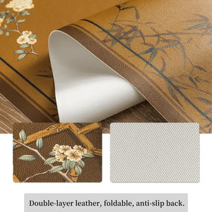 Chinoiserie Retro Stain Resistant Leather Coffee Table Mat - SinoCultural -- TM028A4060