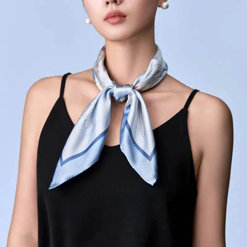 100% Mulberry Silk Summer Lily Square Scarf 70 x 70 Cm - SinoCultural -- SS024-1