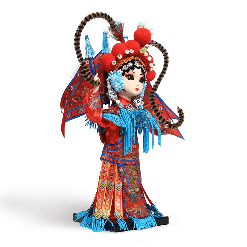 9-Inch Handmade Chinese Doll – Peking Opera Warrior Mu Guiying Collectible - SinoCultural -- XJK0901