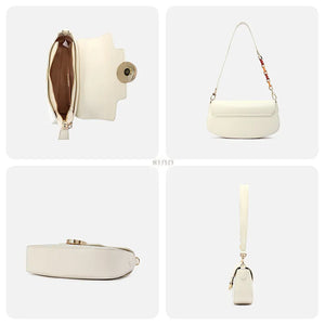 Bag interior compartments, back, bottom and side details.