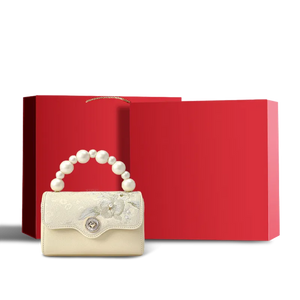 Red gift box for orchid butterfly handbag.