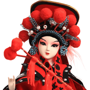 12-Inch Vintage Chinese Dolls - Handmade Peking Opera Mulan Art Collectible - SinoCultural -- T1201001