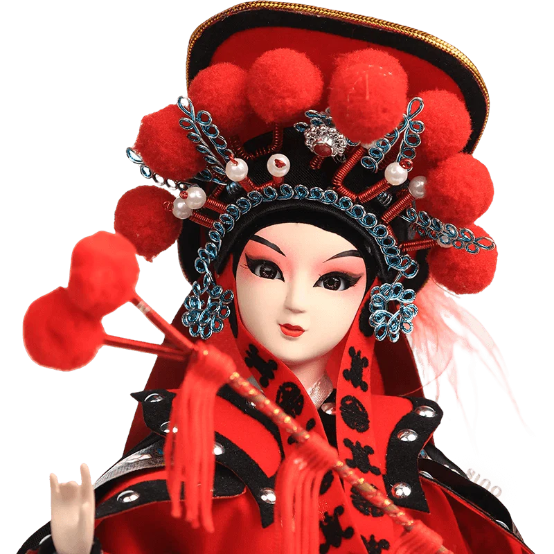 12-Inch Vintage Chinese Dolls - Handmade Peking Opera Mulan Art Collectible - SinoCultural -- T1201001