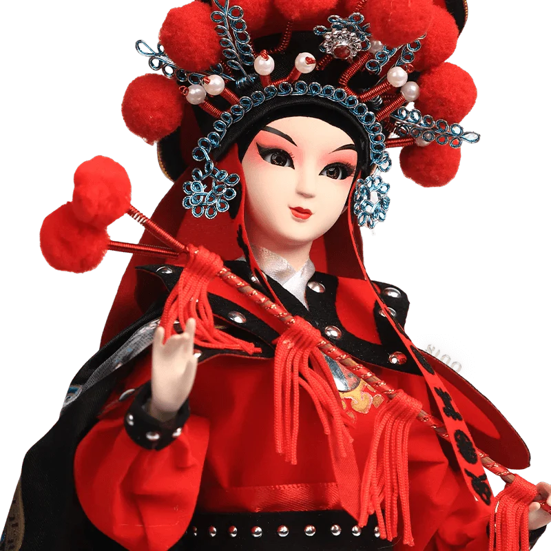 12-Inch Vintage Chinese Dolls - Handmade Peking Opera Mulan Art Collectible - SinoCultural -- T1201001
