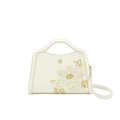 Embroidery Peony White Leather Tote Bag - SinoCultural -- P120432