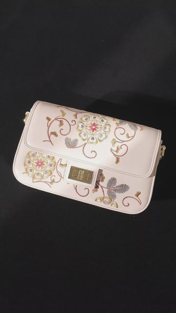Baoxiang Flower Embroidered Top-Handle Bag | Brocade Modern