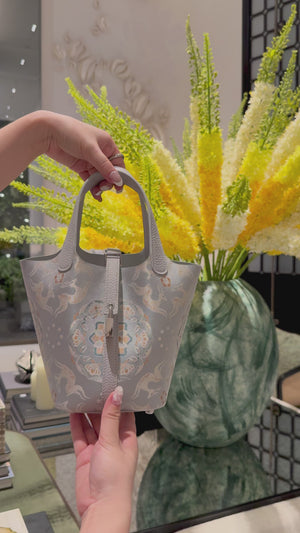 Chinoiserie Luxury Song Brocade Basket Bag – Precious Flower Running Deer