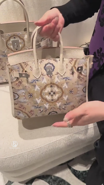 Chinoiserie Luxury Song Brocade Structured Top-Handle Bag — Crane & Deer Spring