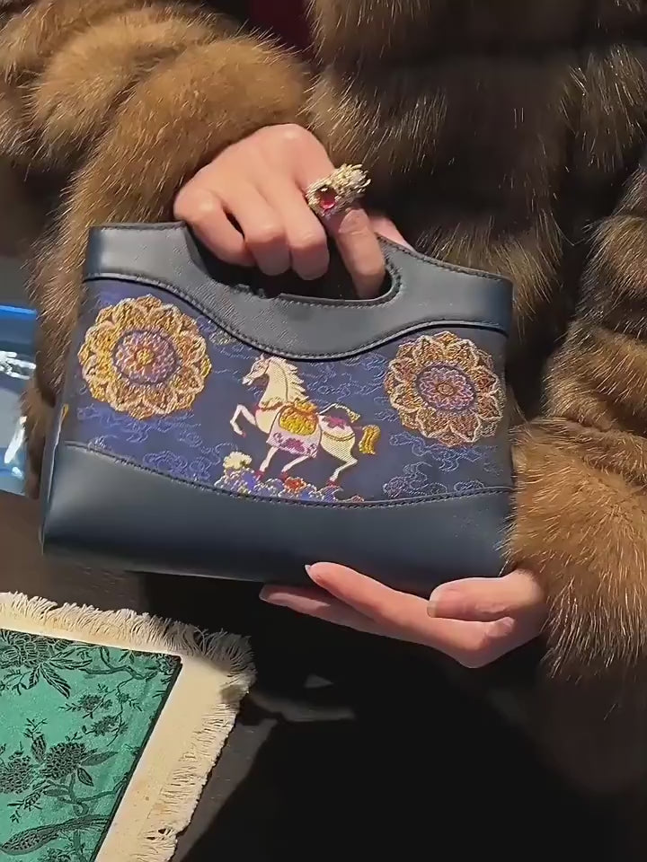 Song Brocade Mulberry Silk Nano Bag-Blessings on Horseback