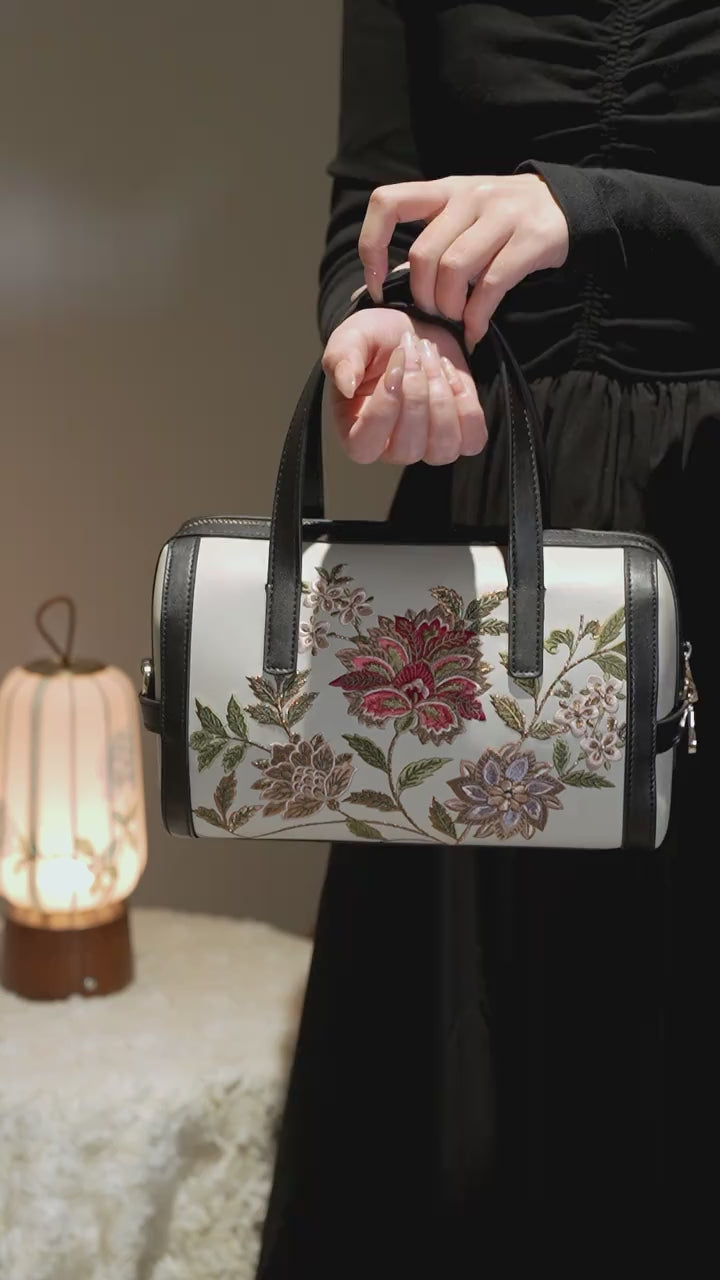 New Chinese Style Embroidered Pillow Bag | Vintage Floral Crossbody Handbag-brocademodern
