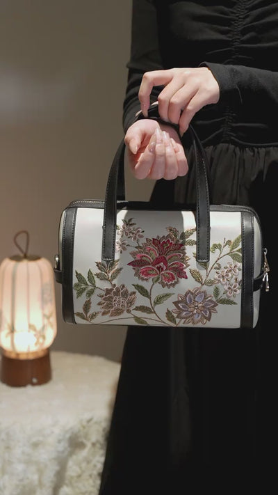 New Chinese Style Embroidered Pillow Bag | Vintage Floral Crossbody Handbag-brocademodern