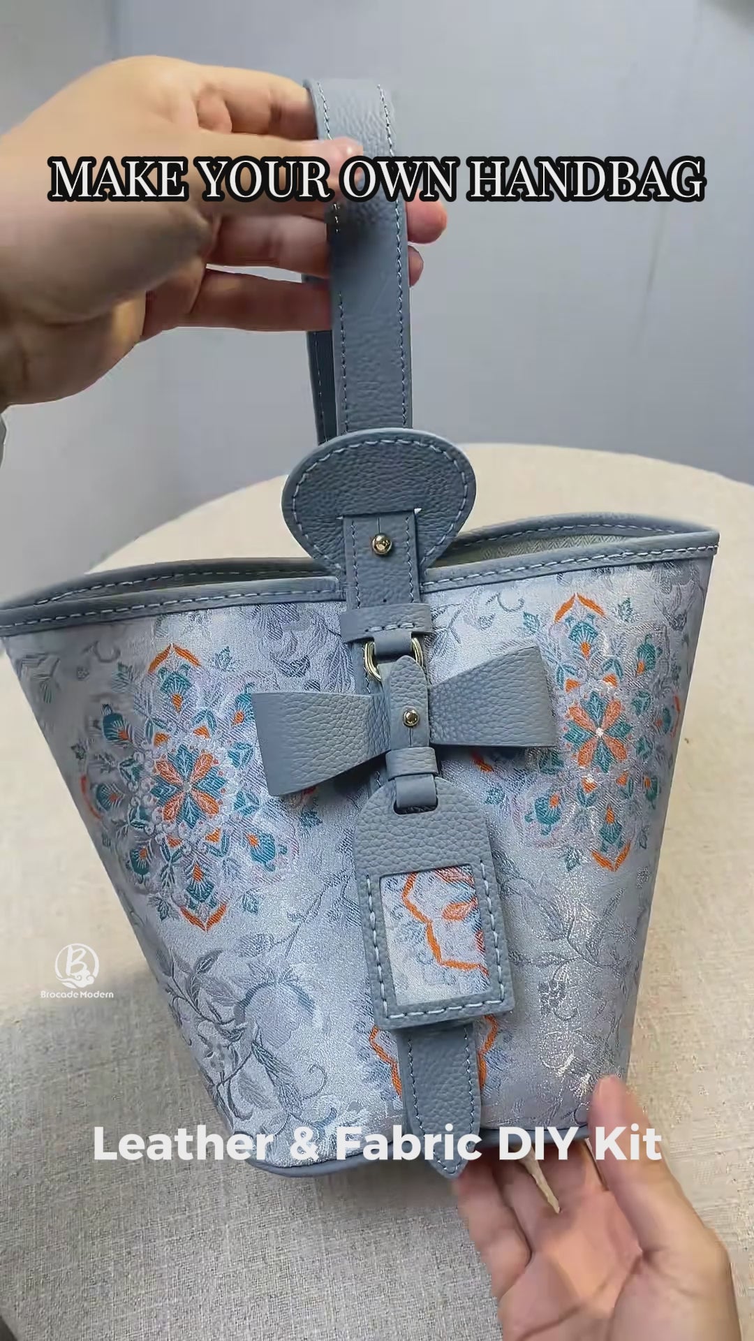 Butterfly Bow Handbag DIY Kit – Leather and Fabric Hand-Sewing Crossbody Bag