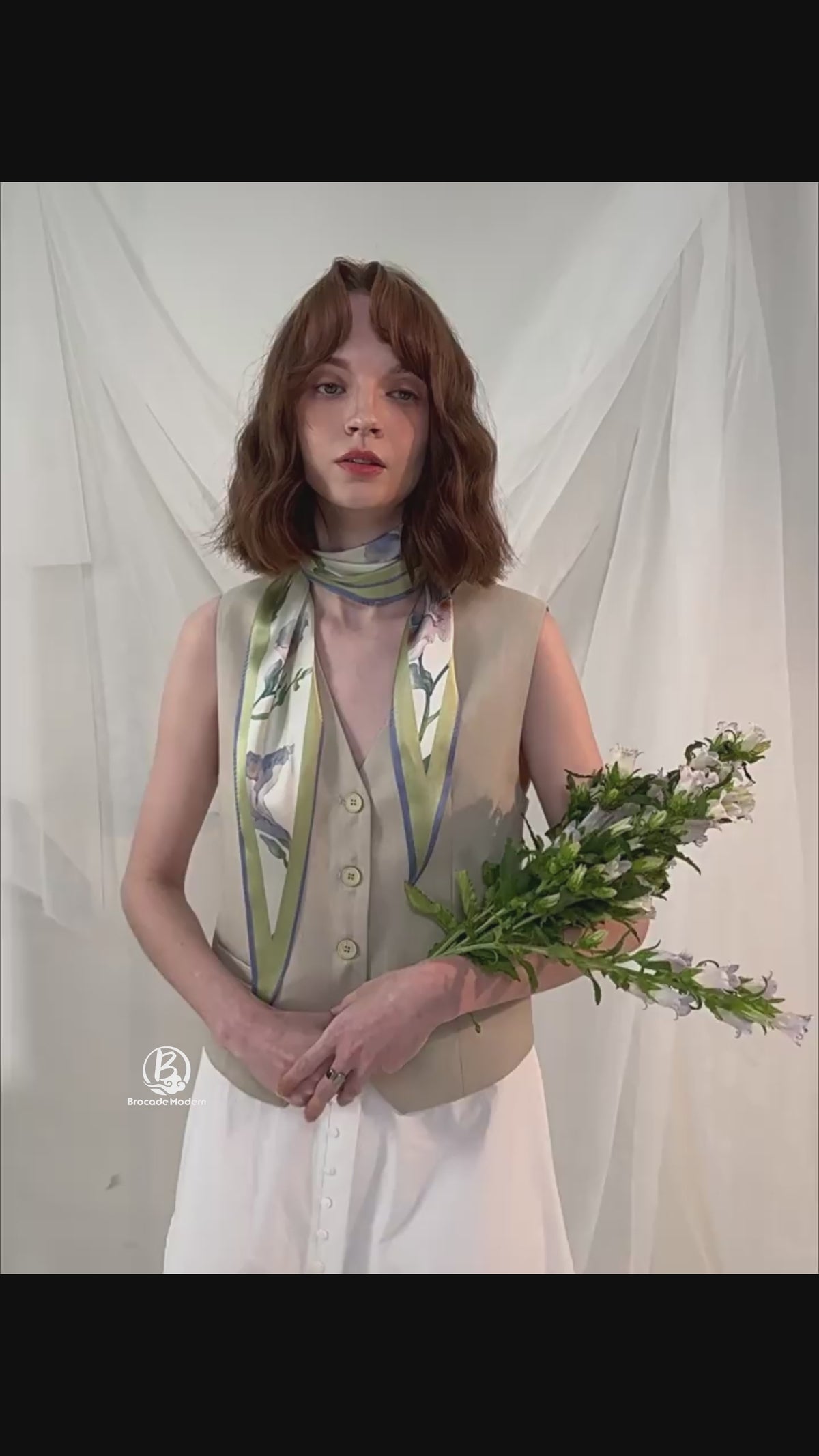 Sun-Protective Mulberry Silk Skinny Scarf (27×120cm) | Double-Sided Print