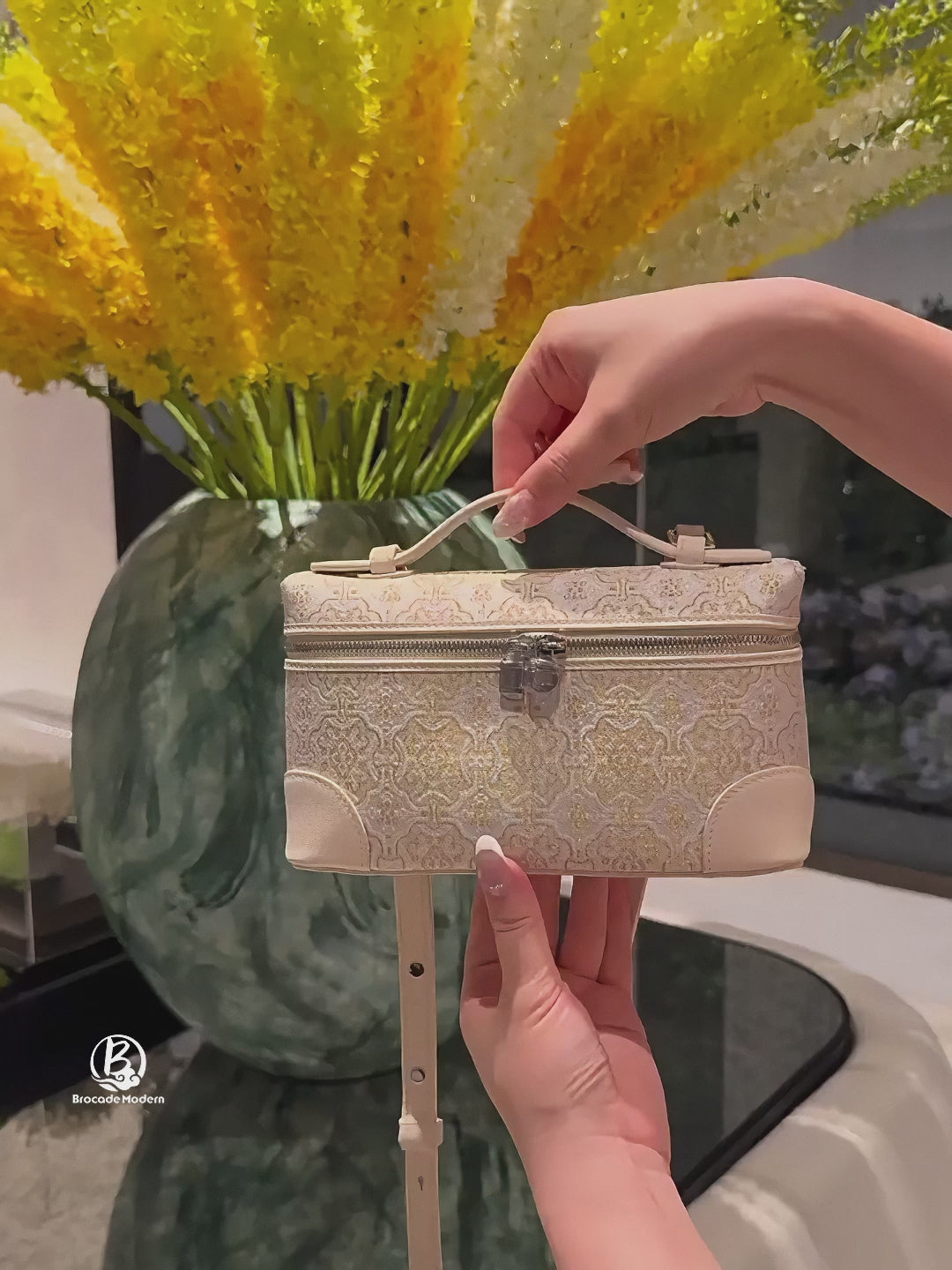 Luxury New Chinese Style Song Brocade & Zhang Rong  L19 Heritage Silk Box Handbag